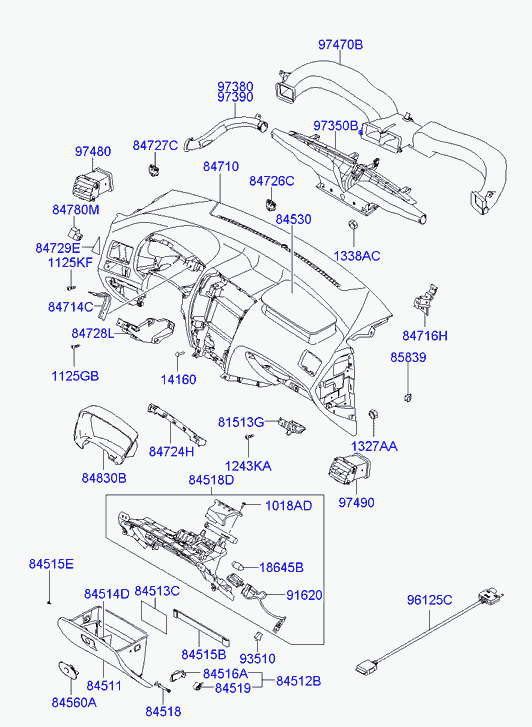 Перчаточный ящик, бардачок, для Хендай Туссан 2004-2010