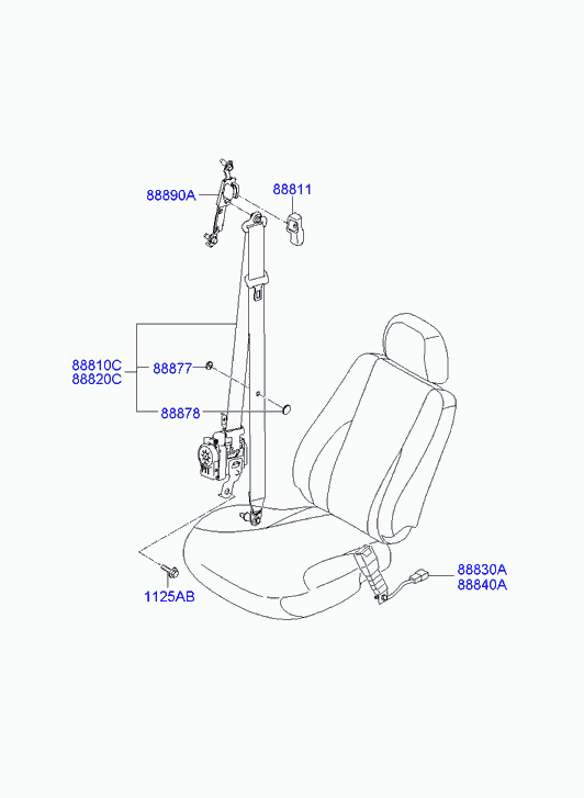Ремень безопасности водителя для Хендай Туссан 2004-2010
