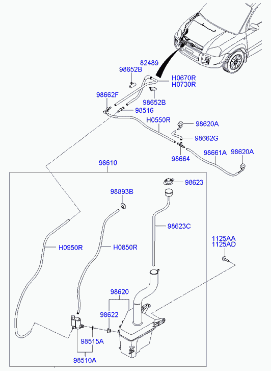 Бачок омывателя стёкол для Хендай Туссан 2004-2010