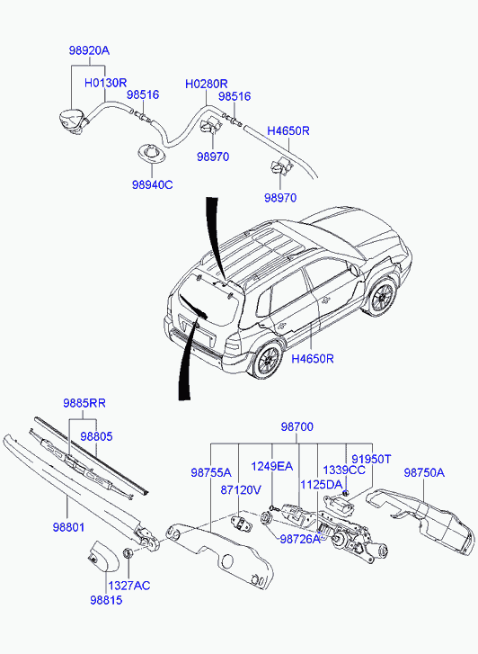 Моторчик стеклоочистителя крышки багажника для Хендай Туссан 2004-2010