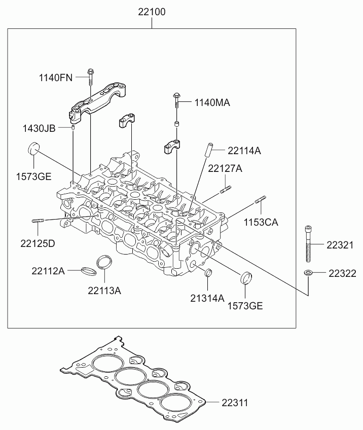 Головка блока цилиндров в сборе для Киа Венга 2009-2014