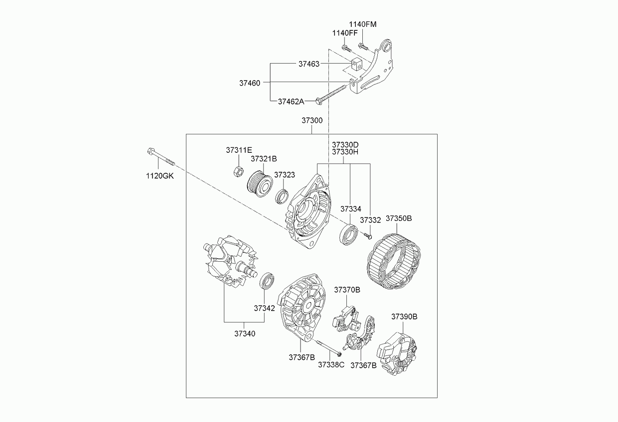 Генератор в сборе для Киа Венга 2009-2014