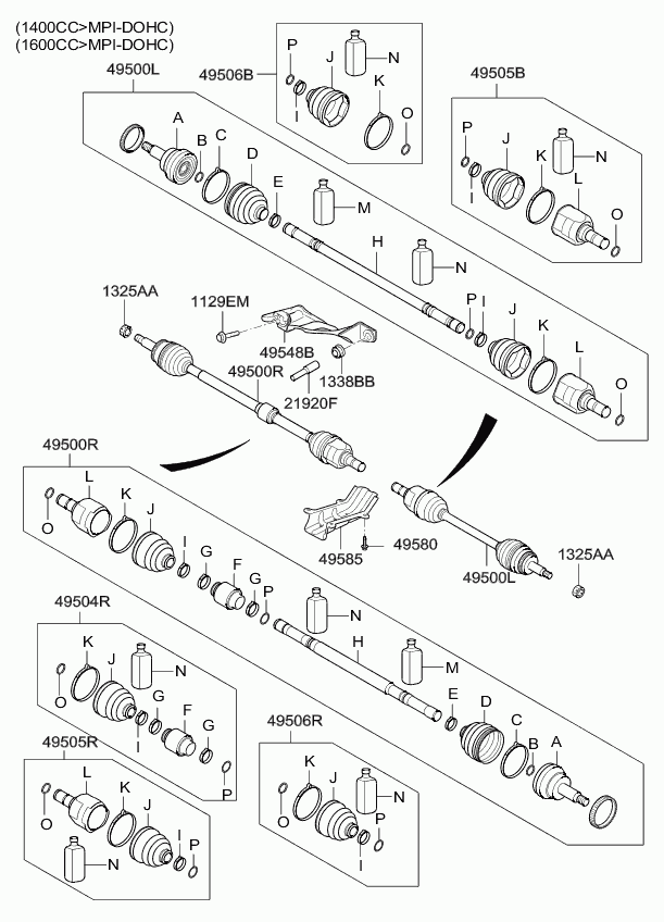 Шрус левый для Киа Венга 2009-2014