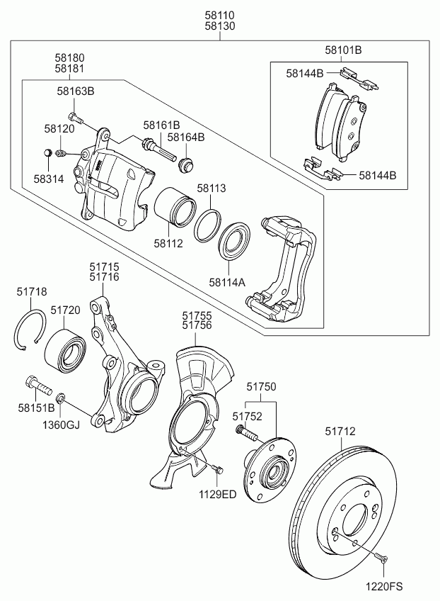 Поворотный кулак левый для Киа Венга 2009-2014