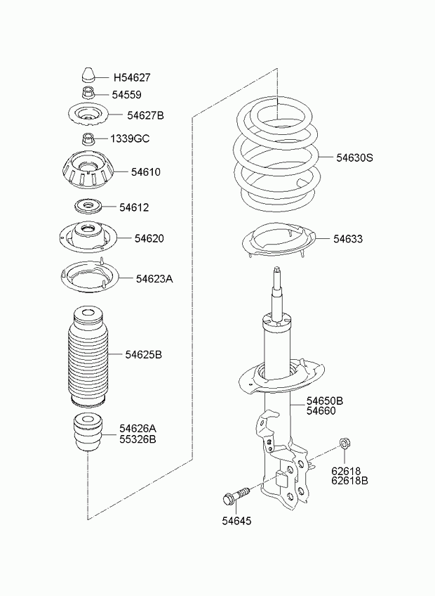 Стойка передняя левая для Киа Венга 2009-2014