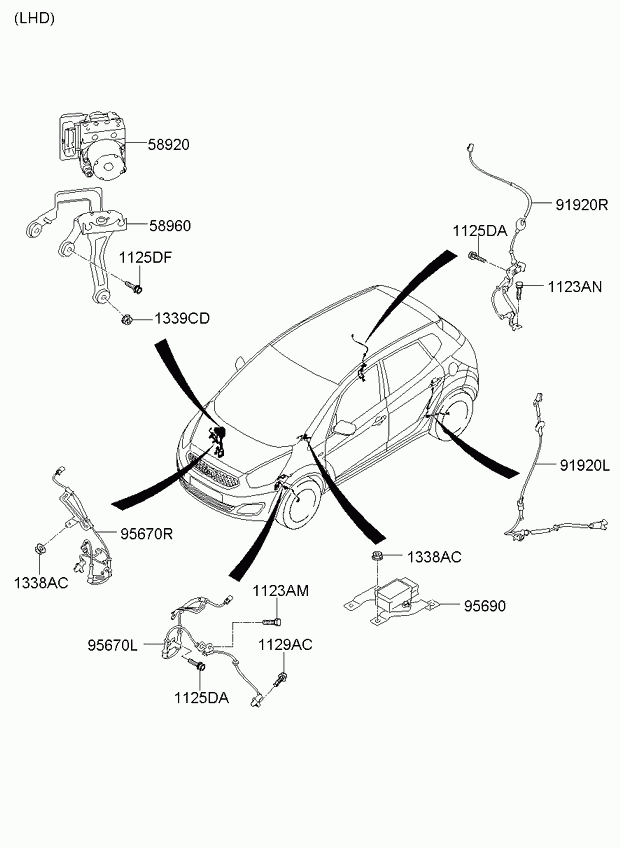Датчик АБС передний правый для Киа Венга 2009-2014