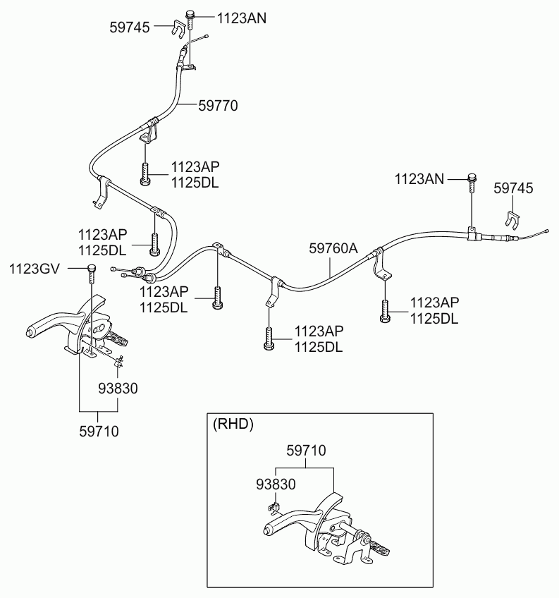 Трос правый стояночного, ручного тормоза для Киа Венга 2009-2014