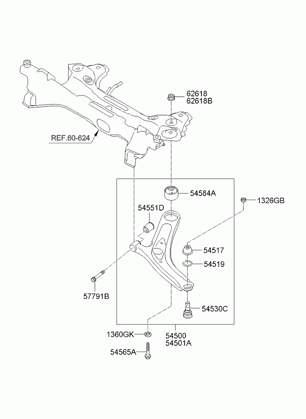 Рычаг передний нижний правый для Киа Венга 2009-2014