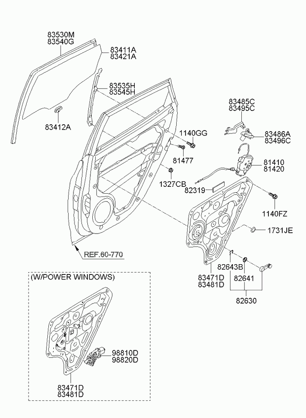 Стекло задней правой двери для Киа Венга 2009-2014