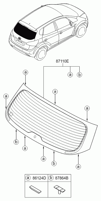 Стекло заднее для Киа Венга 2009-2014