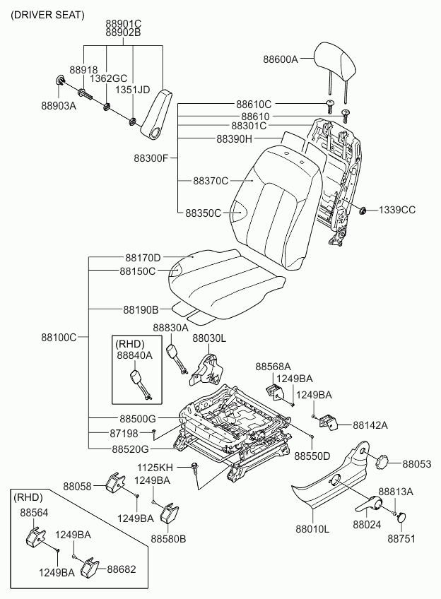 Спинка сиденья водителя для Киа Венга 2009-2014