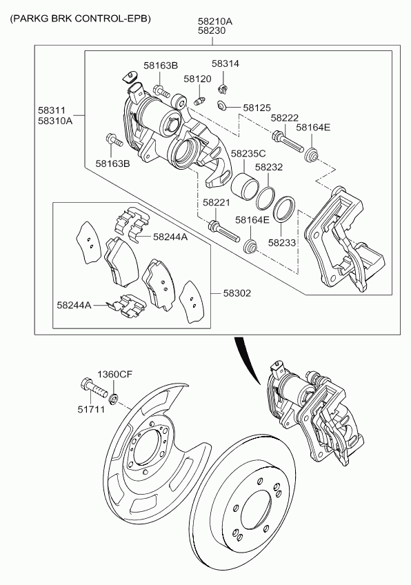 Суппорт тормозной задний правый для Киа Сид 2012-2015