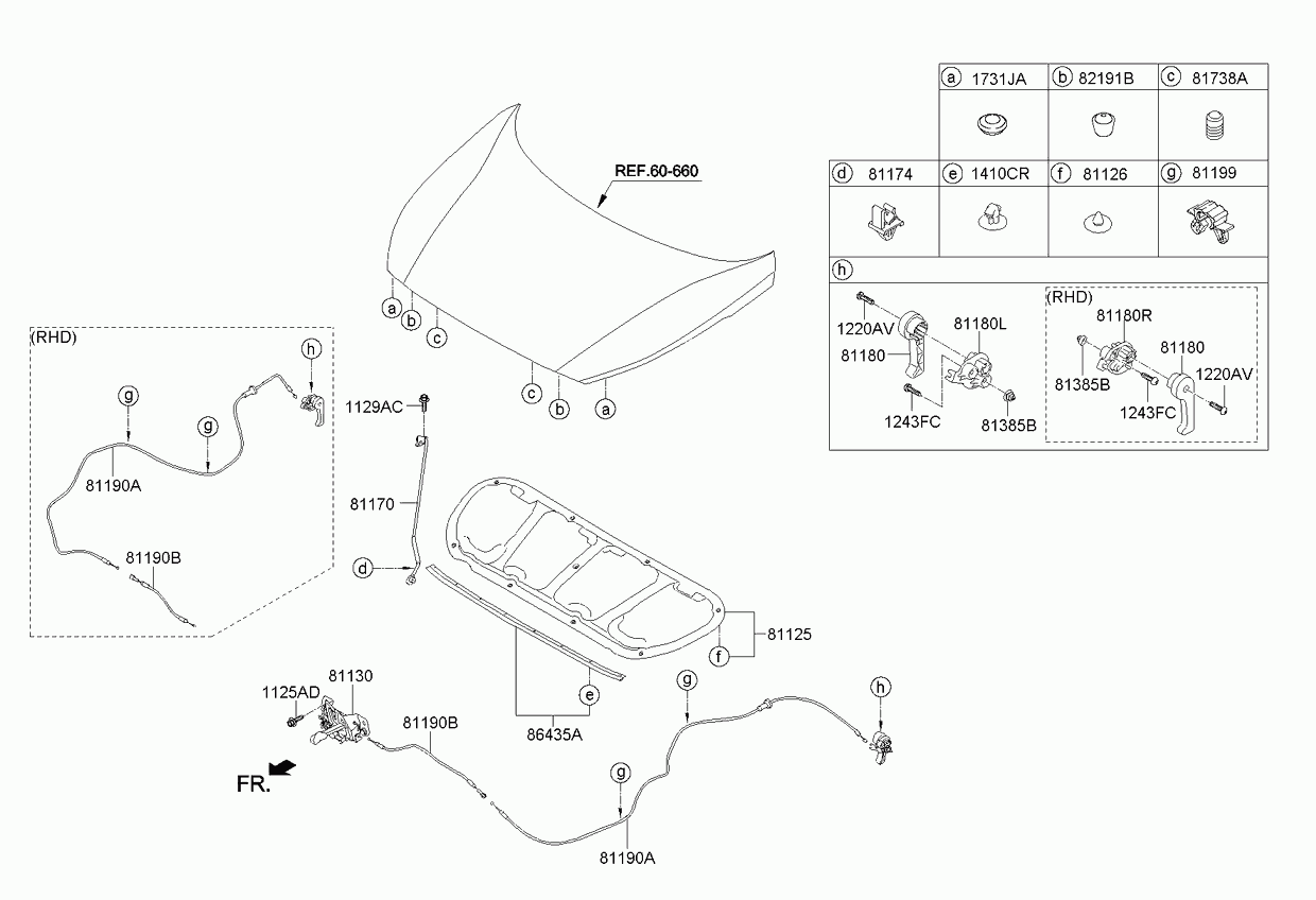 Замок капота для Киа Сид 2012-2015
