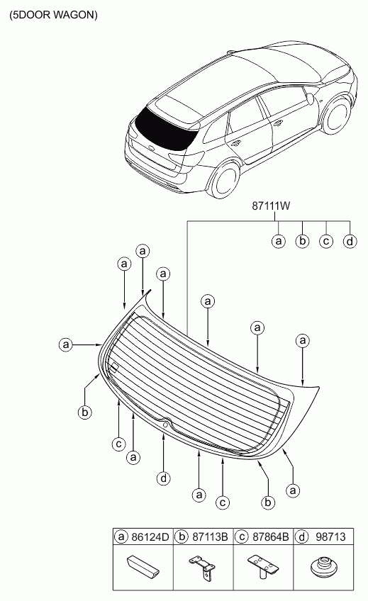 Стекло заднее для Киа Сид 2012-2015