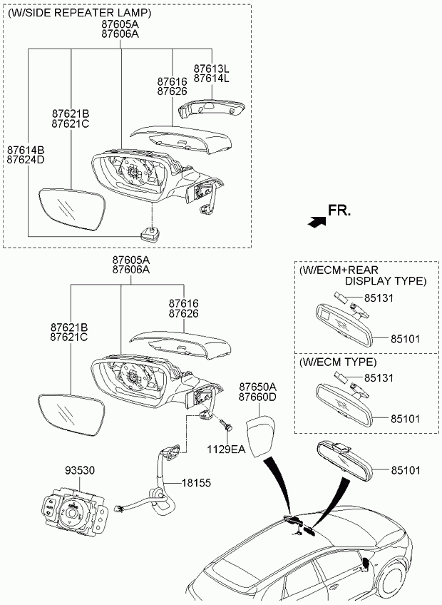 Зеркало боковое левое для Киа Сид 2012-2015