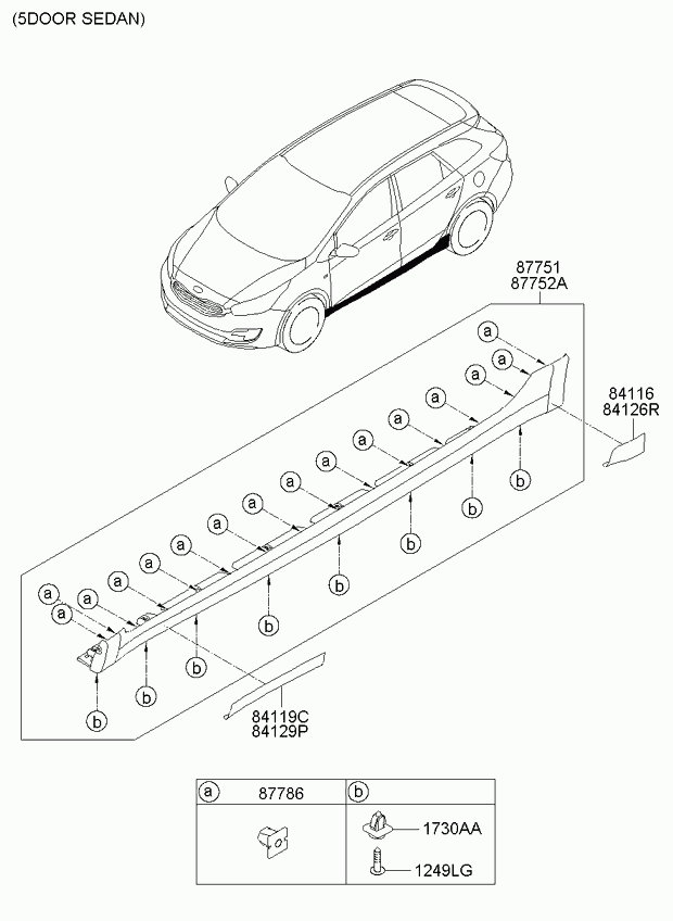 Молдинг боковой левый для Киа Сид 2012-2015