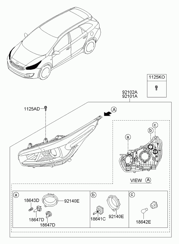 Фара левая в сборе для Киа Сид 2012-2015
