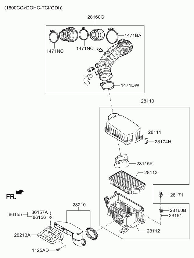 Корпус воздушного фильтра в сборе для Киа Сид 2015-2018