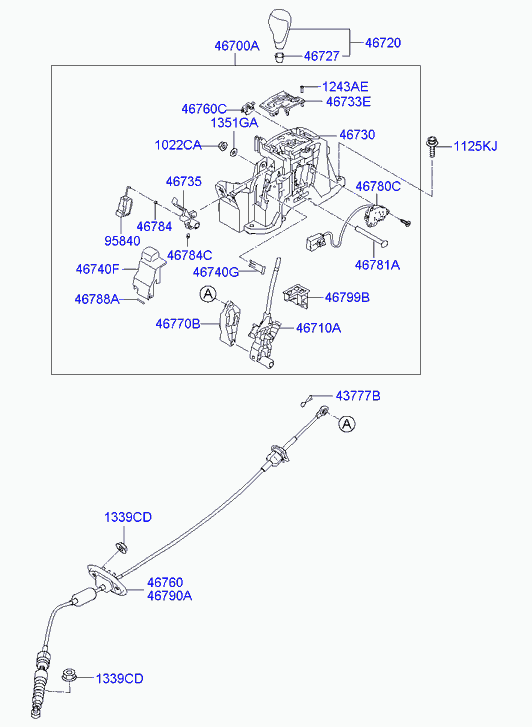 Трос переключения скоростей для Киа Сид 2015-2018 