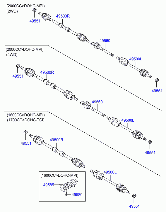 Приводной вал передний правый для Киа Сид 2015-2018