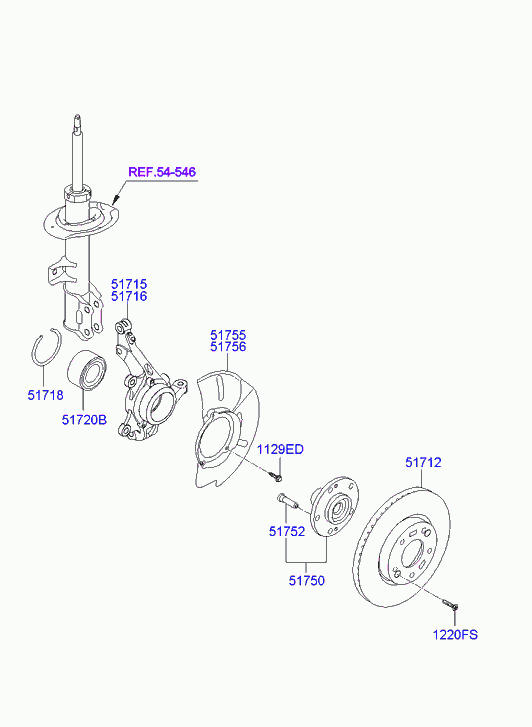 Поворотный кулак передний левый для Киа Сид 2015-2018
