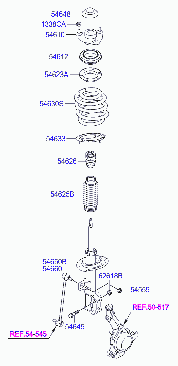 Стойка передняя левая для Киа Сид 2015-2018