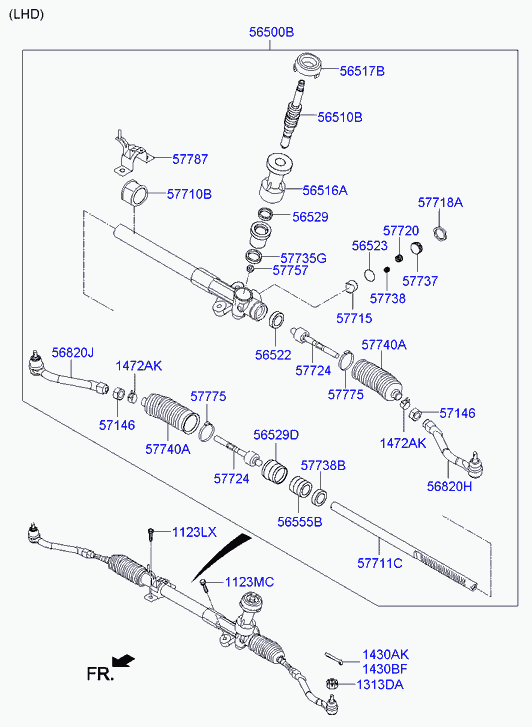 Рулевая рейка в сборе с наконечниками для Киа Сид 2015-2018