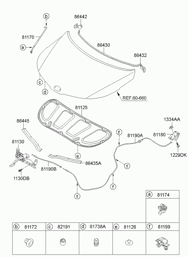 Замок капота для Киа Сид 2015-2018