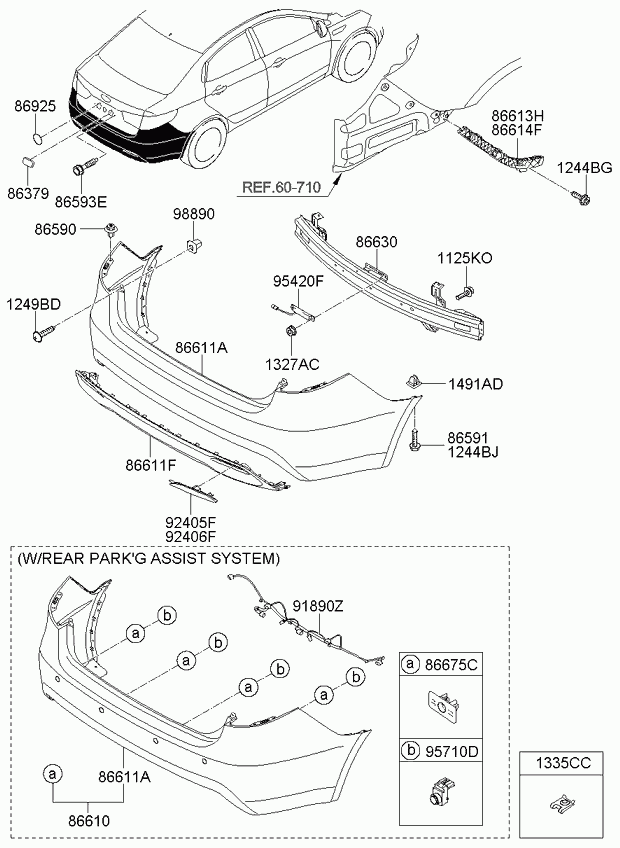 Бампер задний для Киа Сид 2015-2018